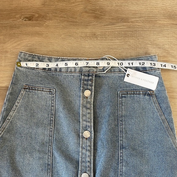 Stitch and Feather Pocket Detail Midi Skirt Medium Denim sz M - Picture 2 of 15